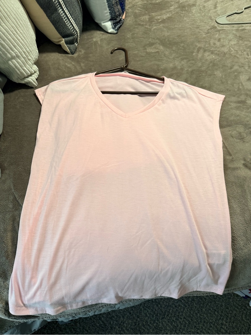 Light Pink V-Neck Sleeveless Top